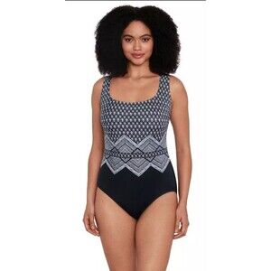 Longitude Black & White One Piece Swimsuit Size 8